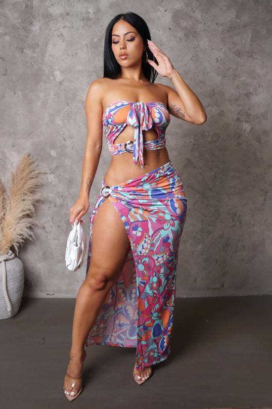 A Week In Cabo Two Piece Skirt Set - Pink