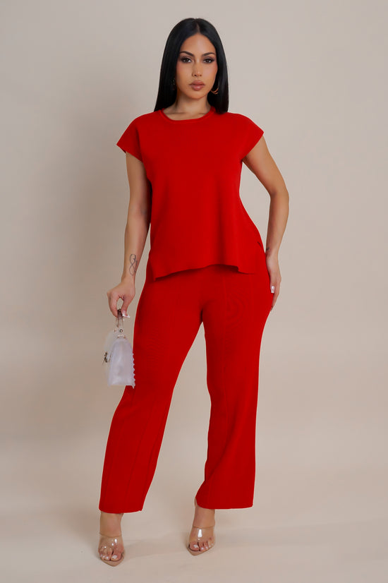 Classy Move Pant Set - Red