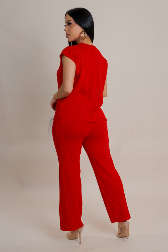 Classy Move Pant Set - Red