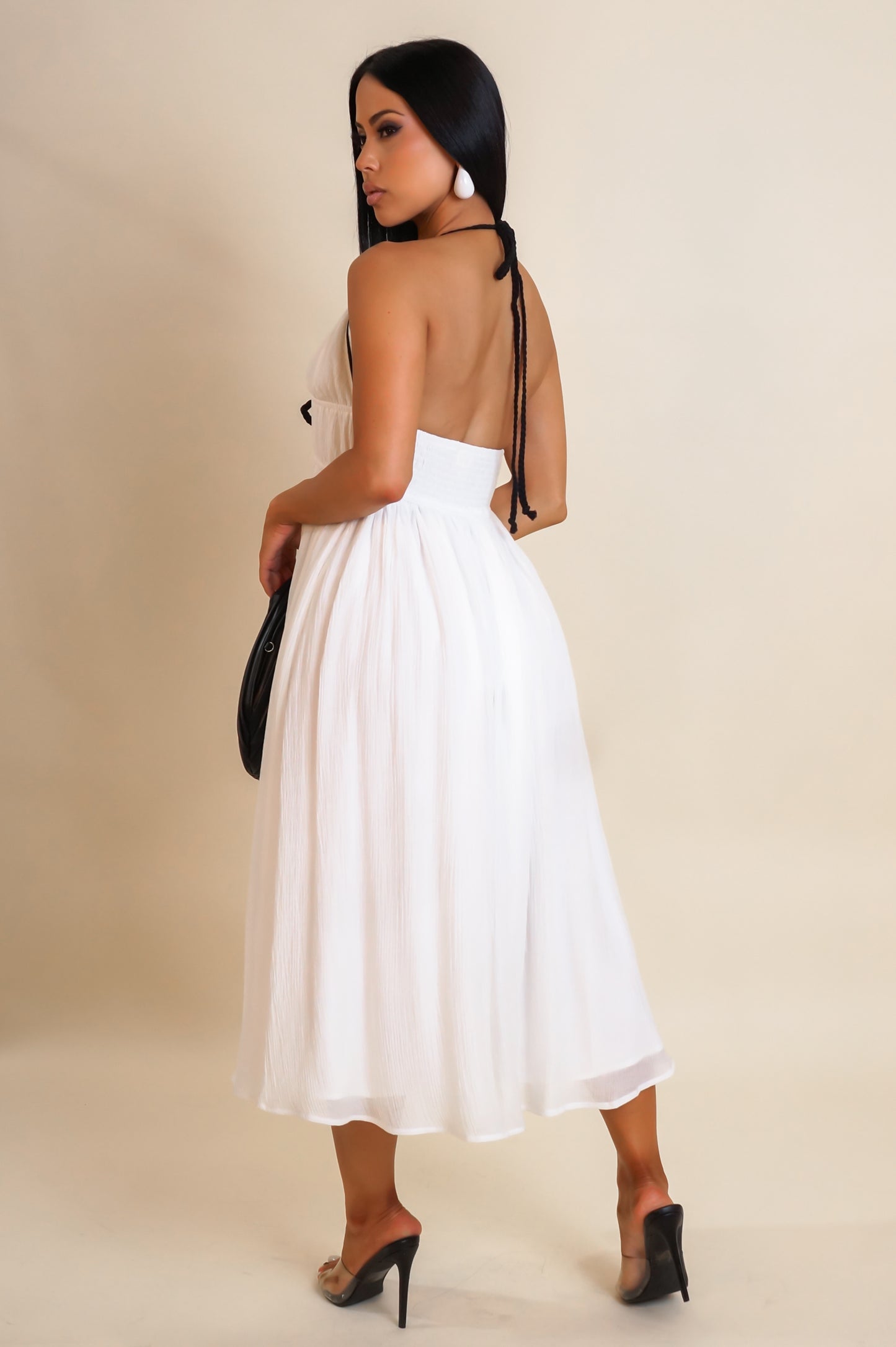 Twirl Me Around Midi Dress- White