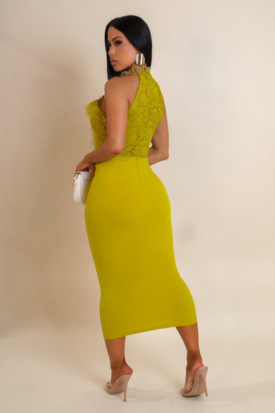 Captivating Midi Dress - Yellow