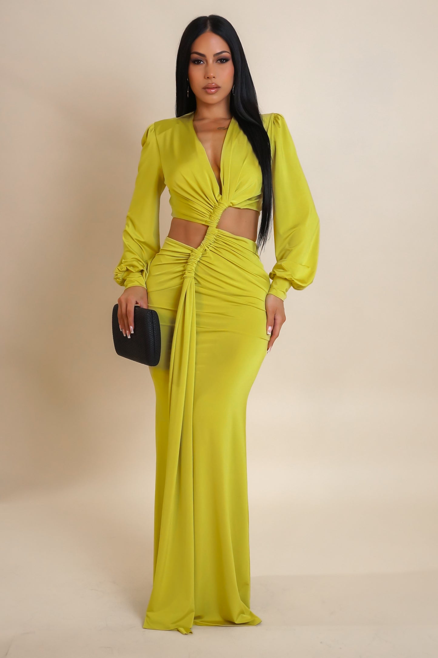 Here Again Maxi Dress - Lime