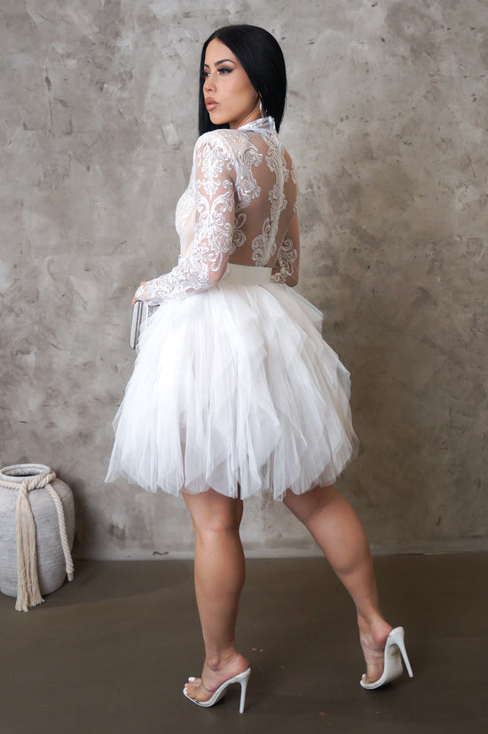 Never Late Mini Dress - White