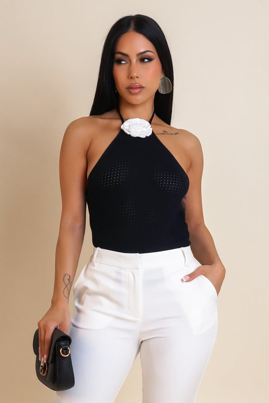 Blossoming Crop Top - Black