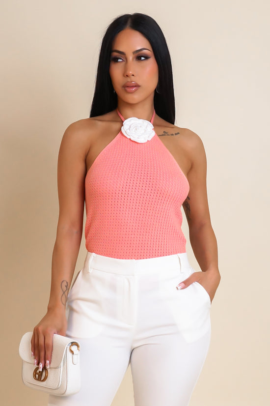 Blossoming Crop Top - Coral