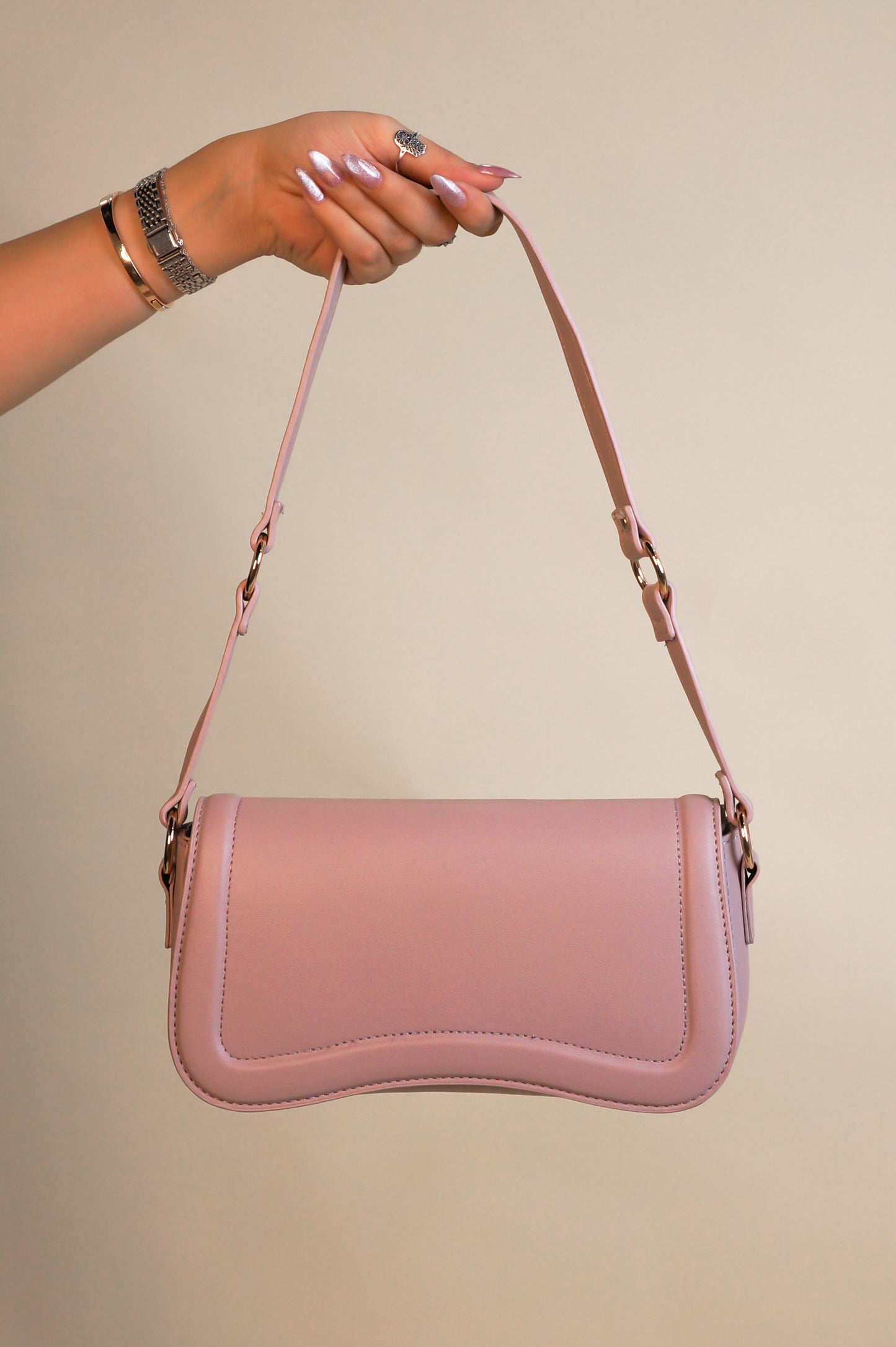 On My Timing Purse - Pink - Tan