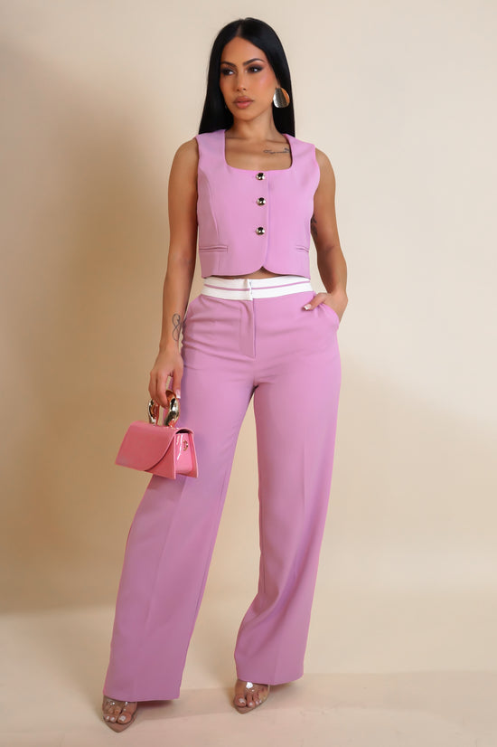 Keep It Simple Pant Set - Pink