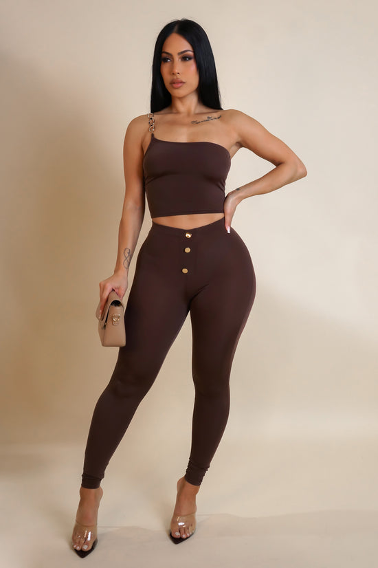 In Your Area Pant Set - Brown