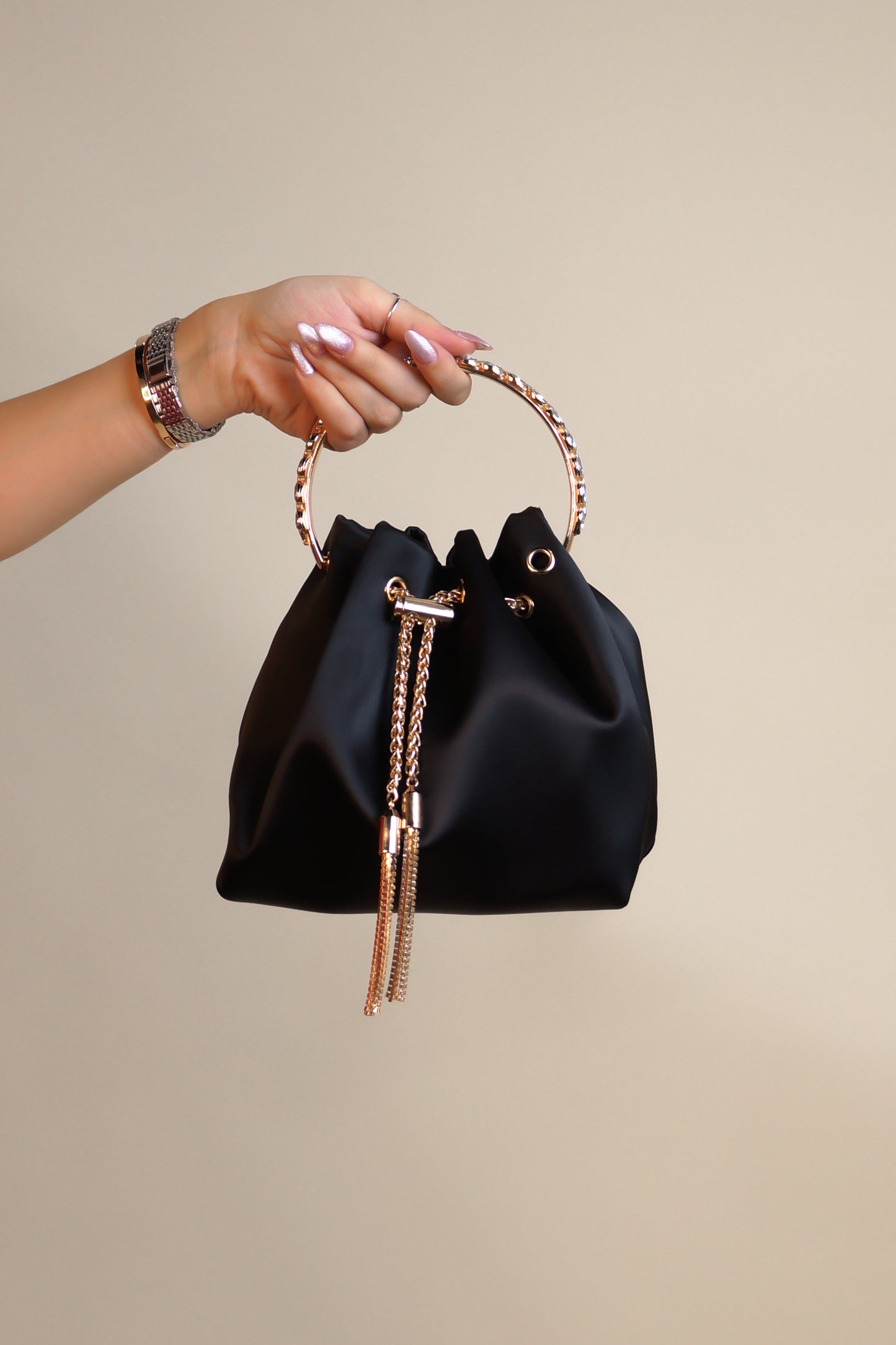 Crystal Purse - Black - Pink - Tan