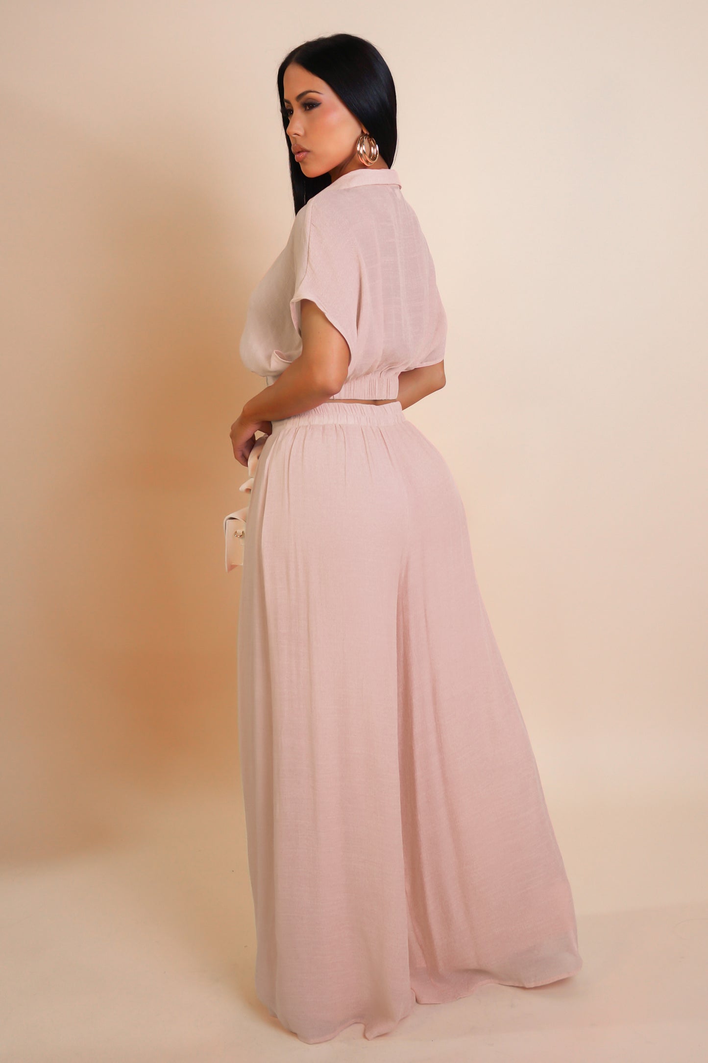 Feeling The Breeze Pant Set - Rose