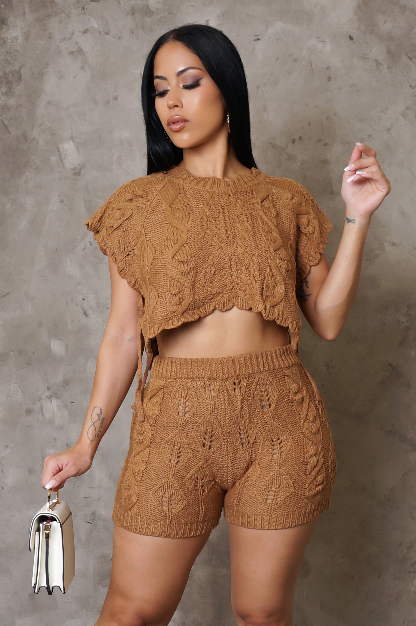 Feel For Me Shorts Set - Brown