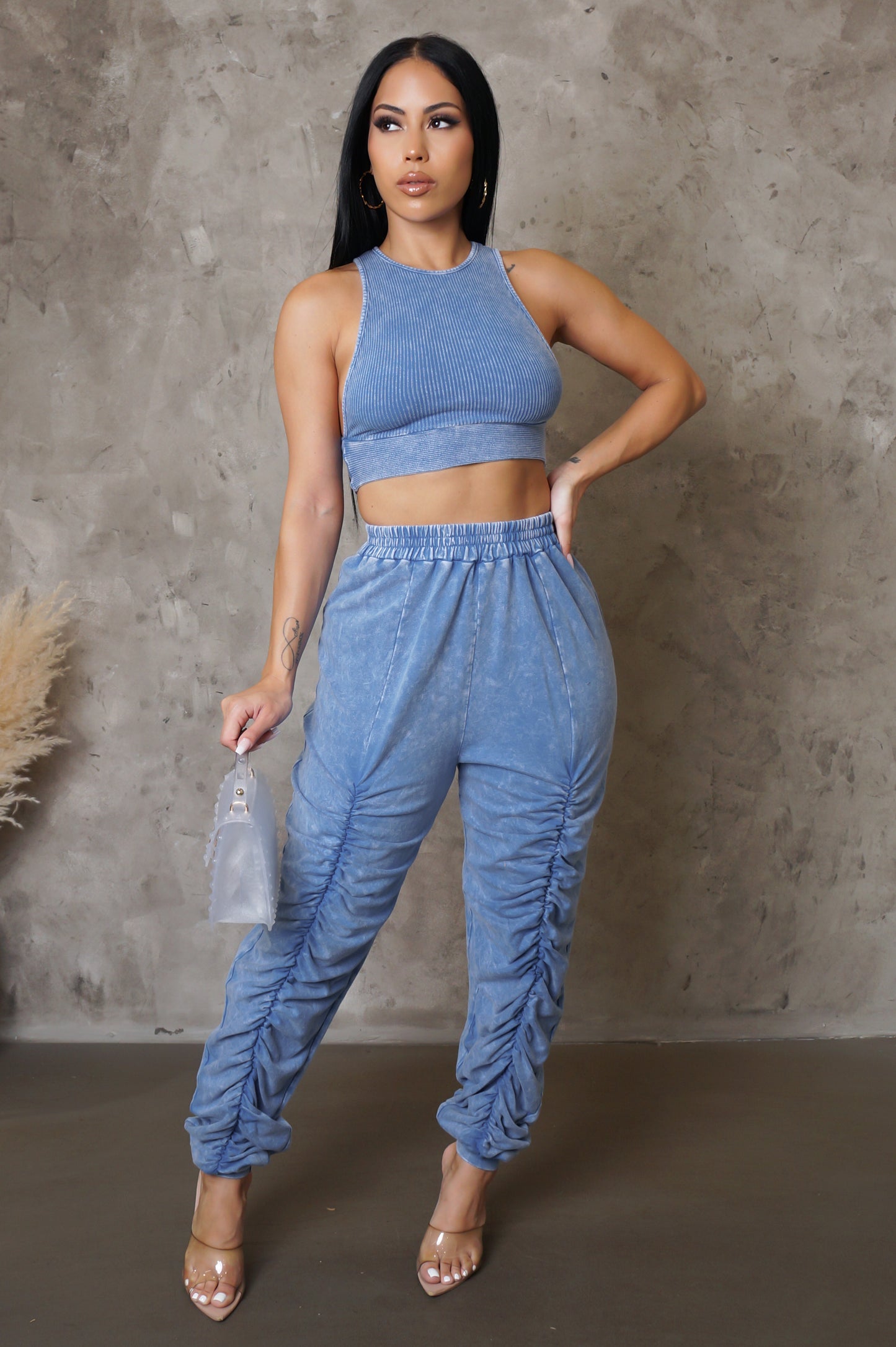 Load image into Gallery viewer, Thinkin&amp;#39; About Pant Set- Blue
