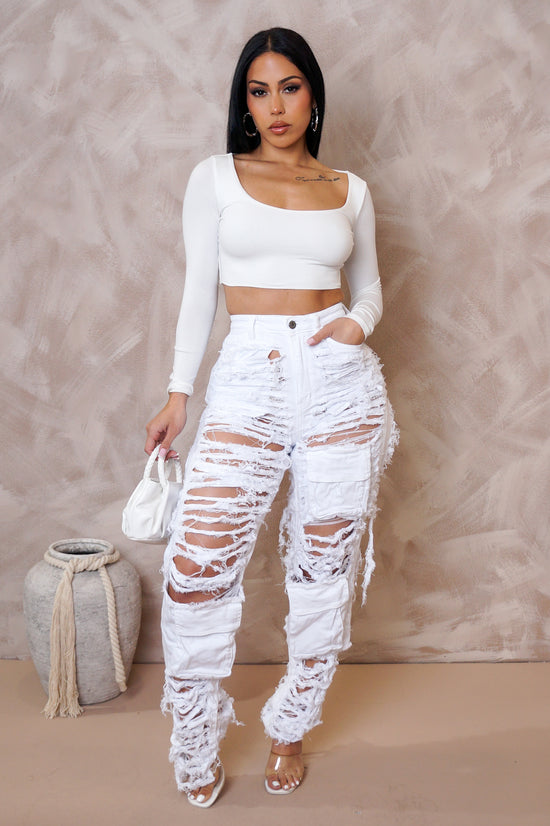 Ripped Up Jeans - White