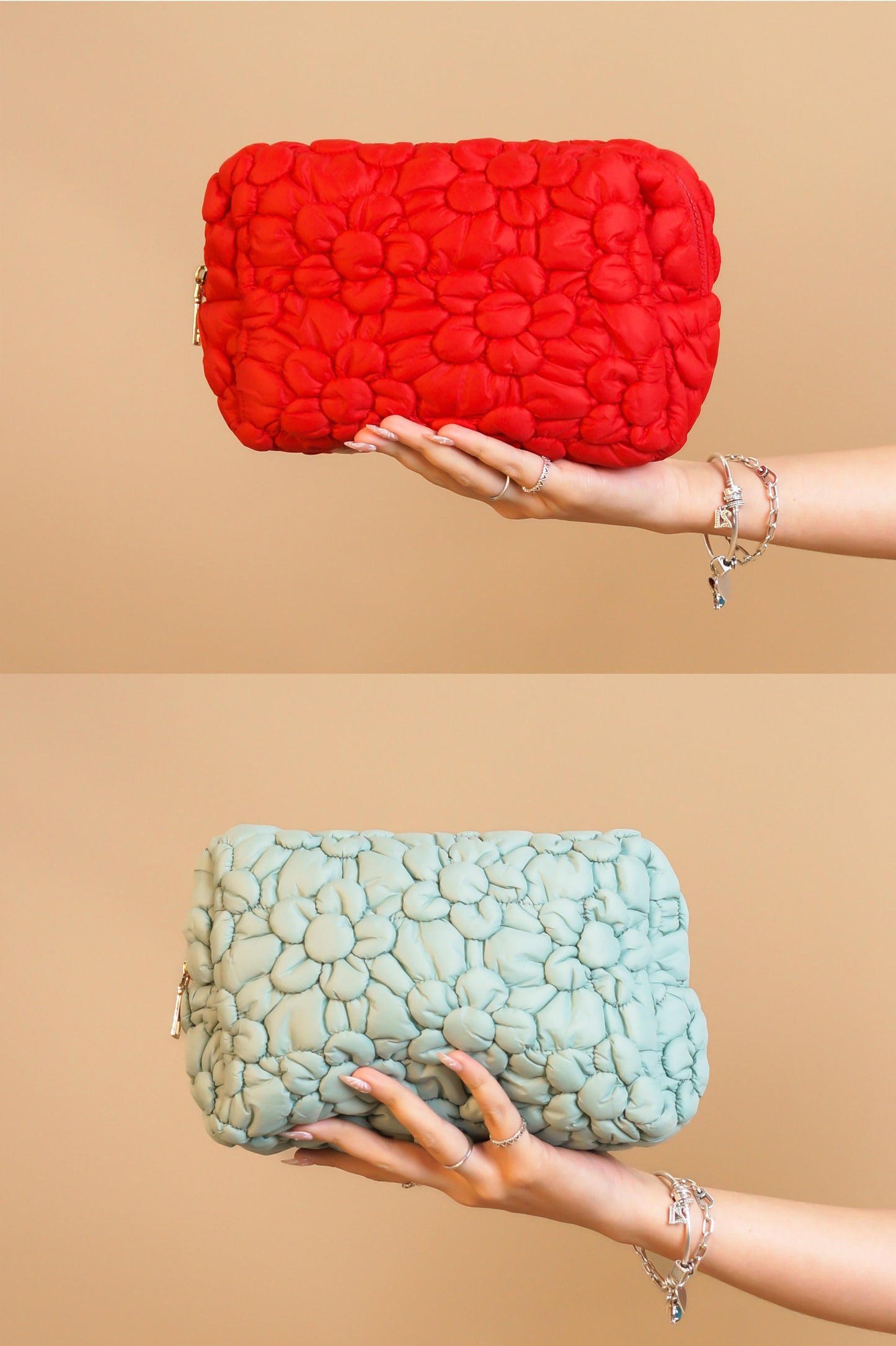 The Puffer Purse - Red - Teal