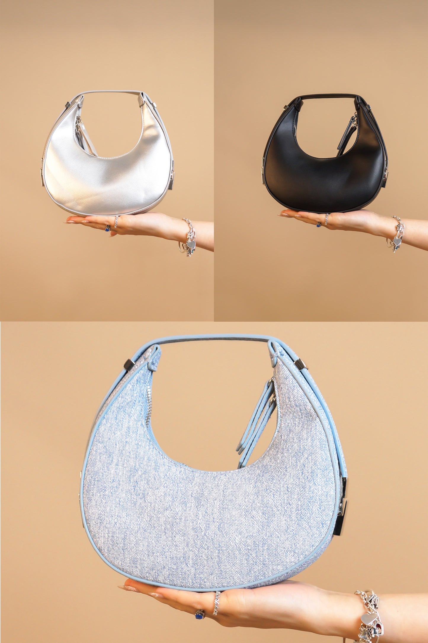 Teri Purse - Denim - Silver - Black