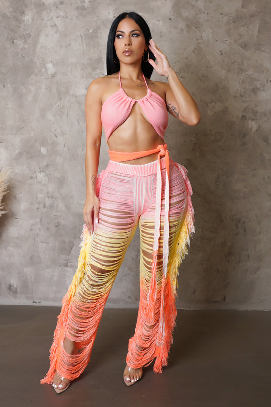Load image into Gallery viewer, Sweet Like Bubble Gum Pant Set - Orange
