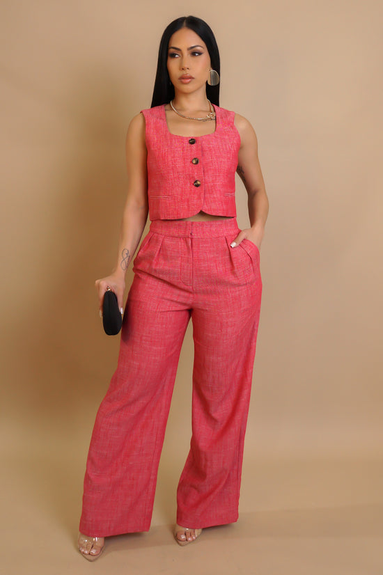 Business Casual Pant Set - Red