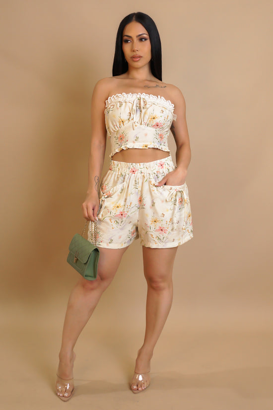 Boho Breeze Short Set - Cream