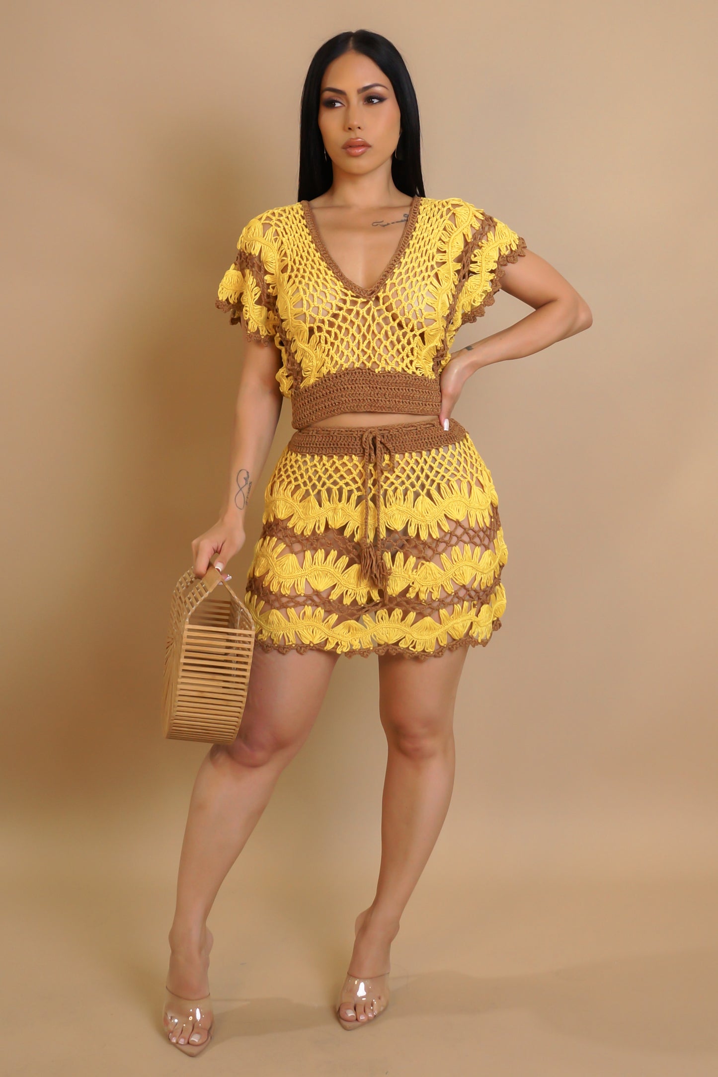 Another Beach Look Skirt Set - Yellow