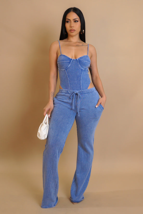 Take Note Pant Set - Blue