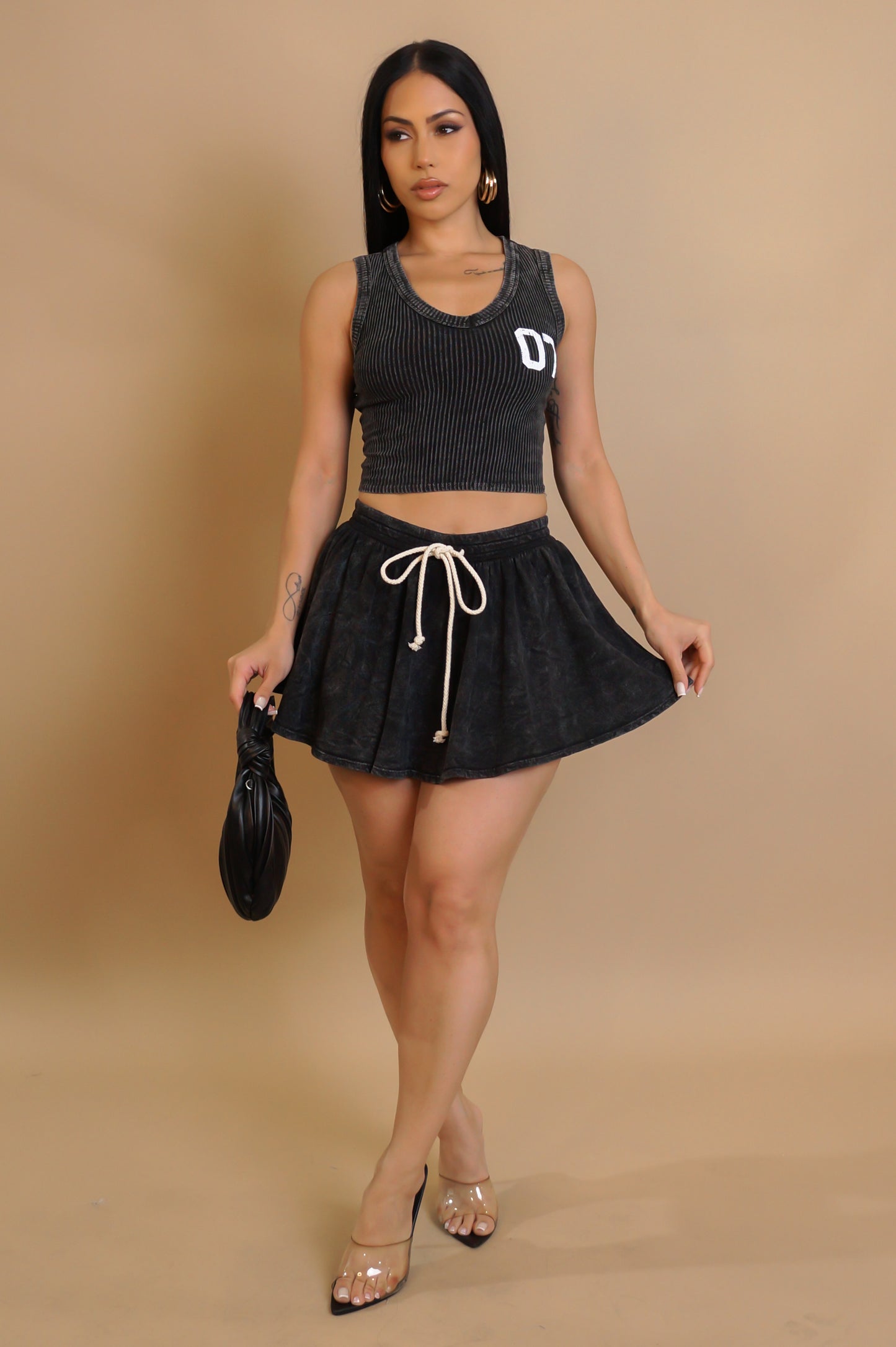 Sending Love Skirt Set - Black