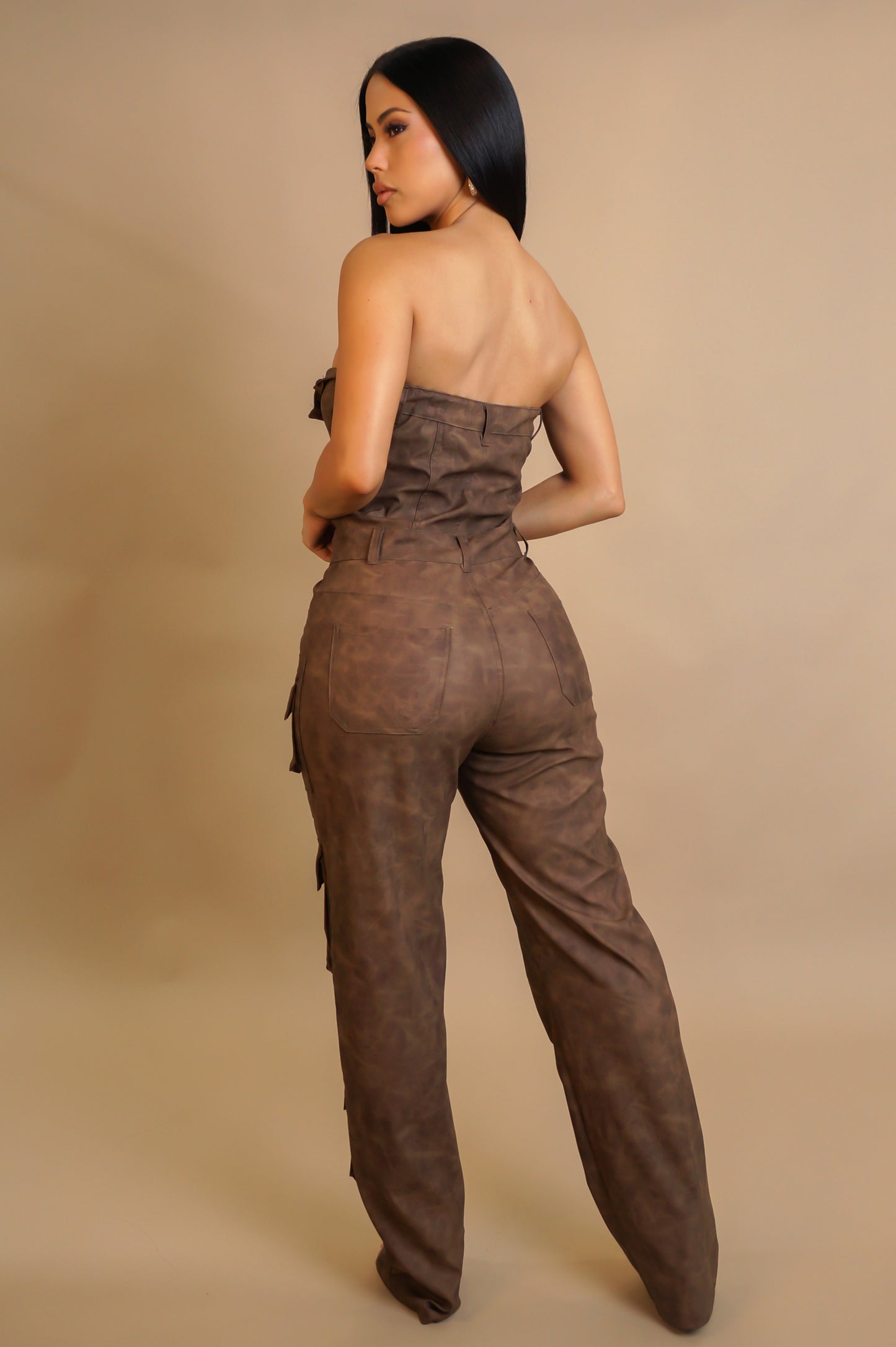 Fall Back To Me Jumpsuit - Brown