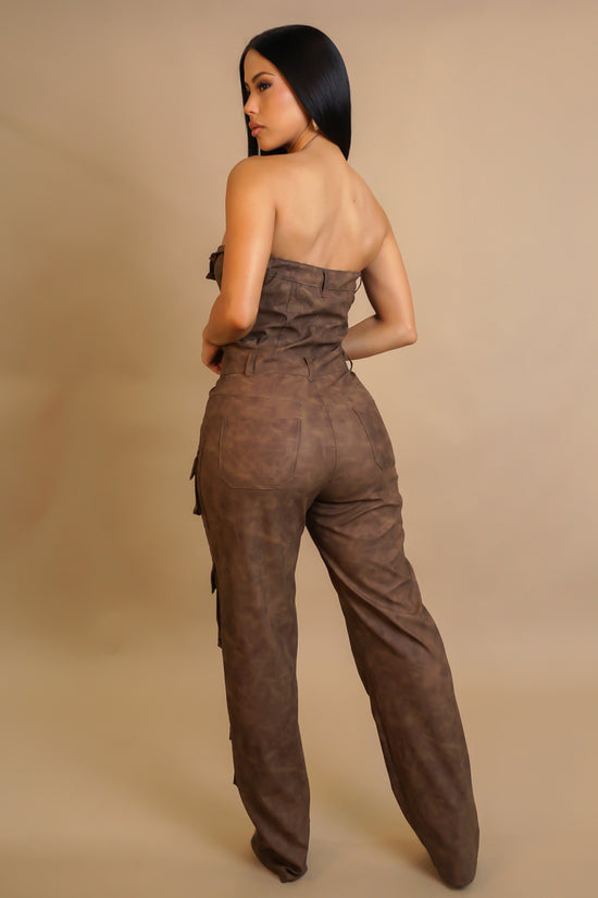 Fall Back To Me Jumpsuit - Brown