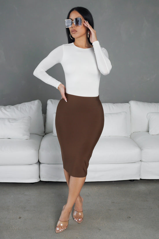 Office Hours Skirt - Brown
