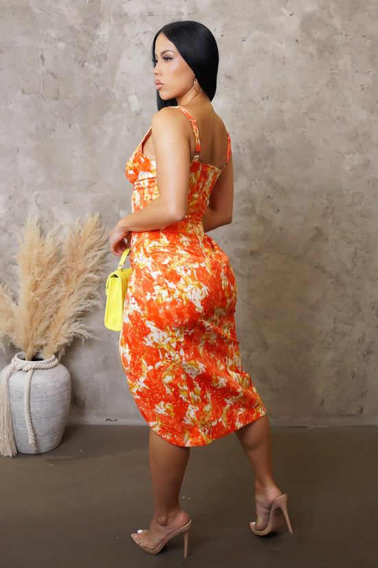 Take A Look Midi Dress - Orange