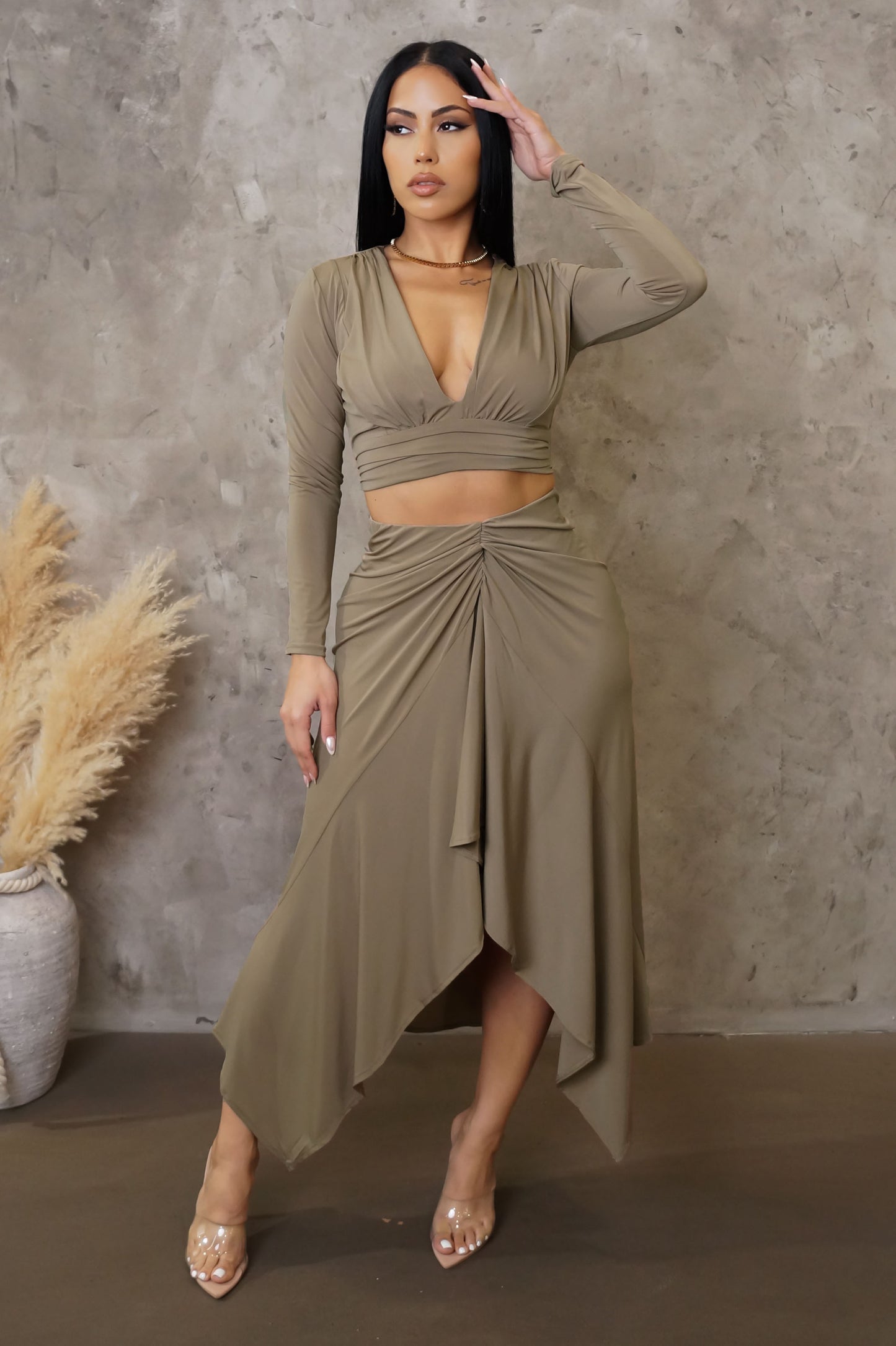 Night Out Skirt Set - Taupe