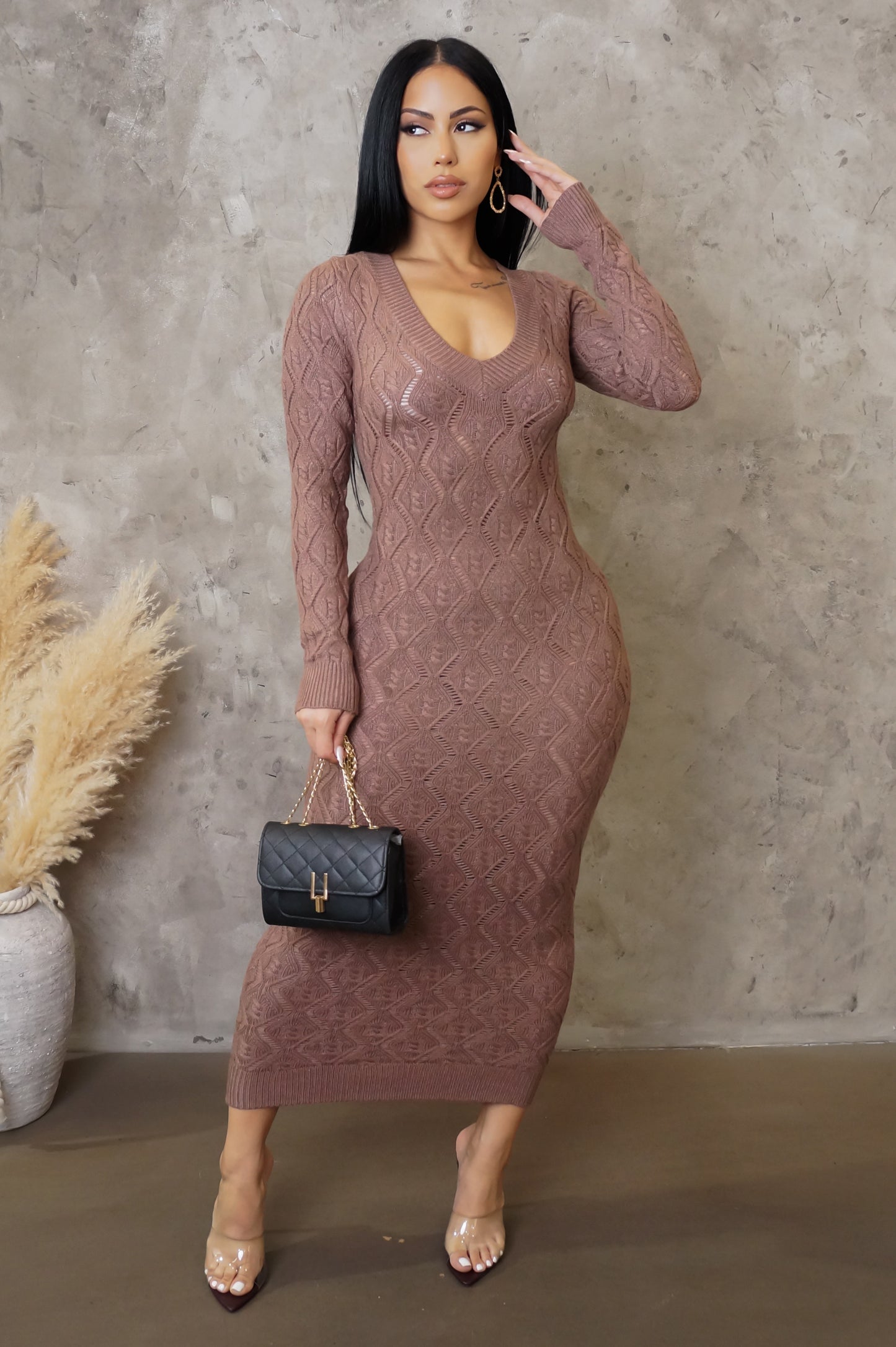 All About You Midi Dress - Brown