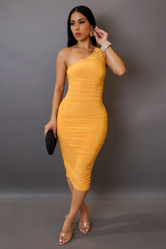 Read Your Thoughts Midi Dress - Yellow