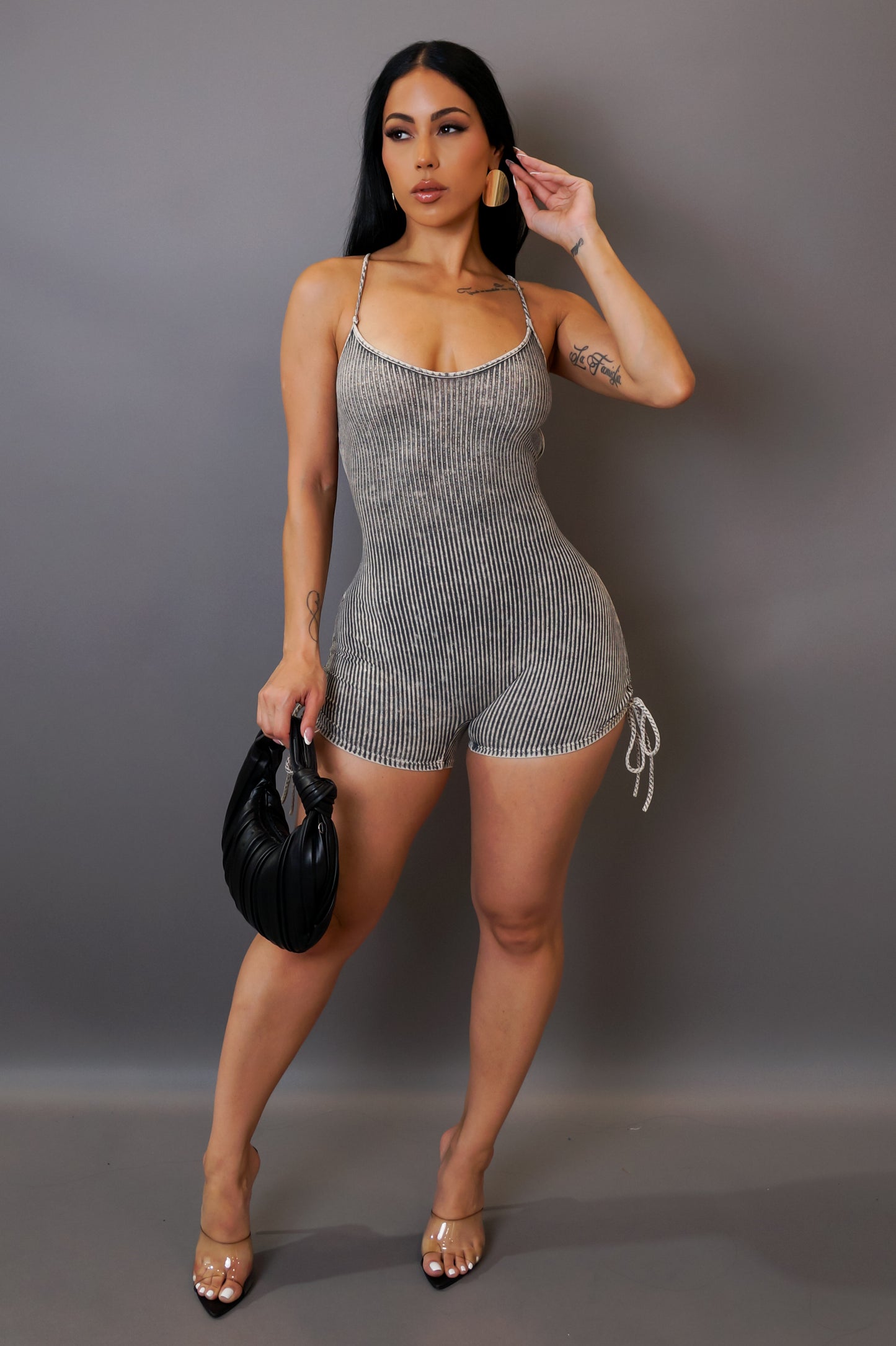 Big Time Romper - Grey