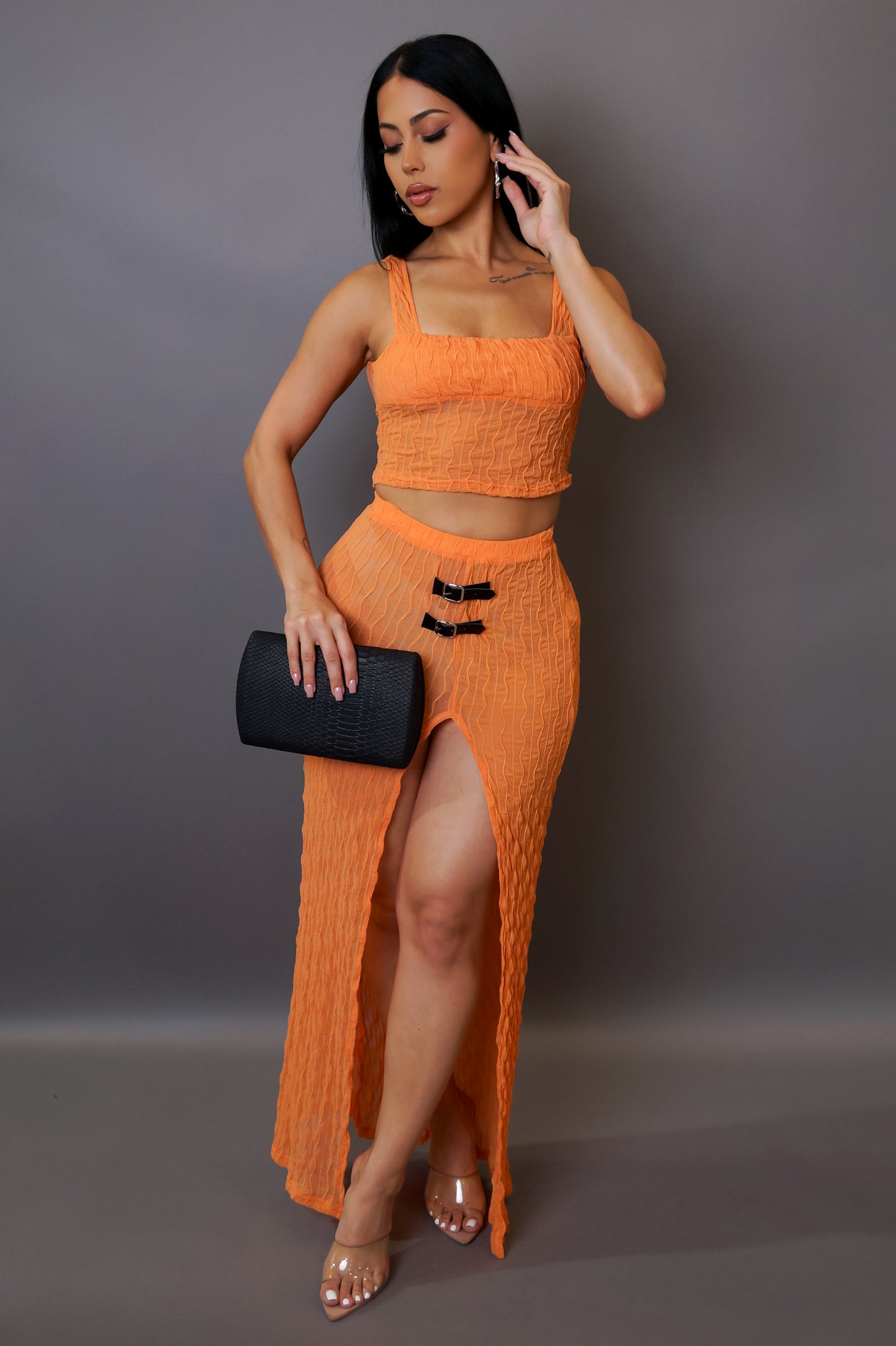 Paradise On Earth Skirt Set - Orange