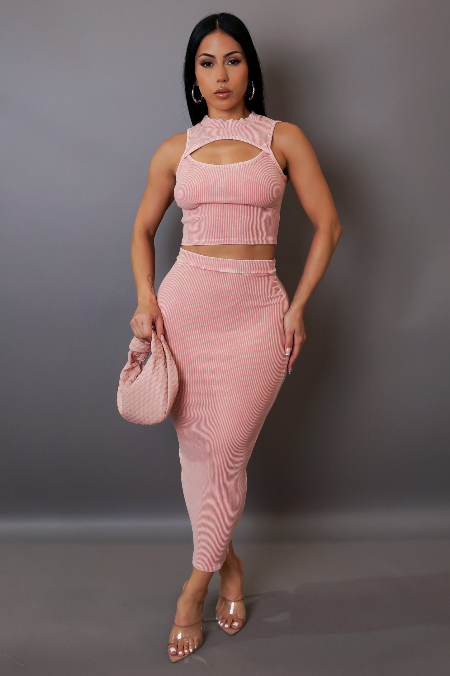 Can't Move On Skirt Set - Pink