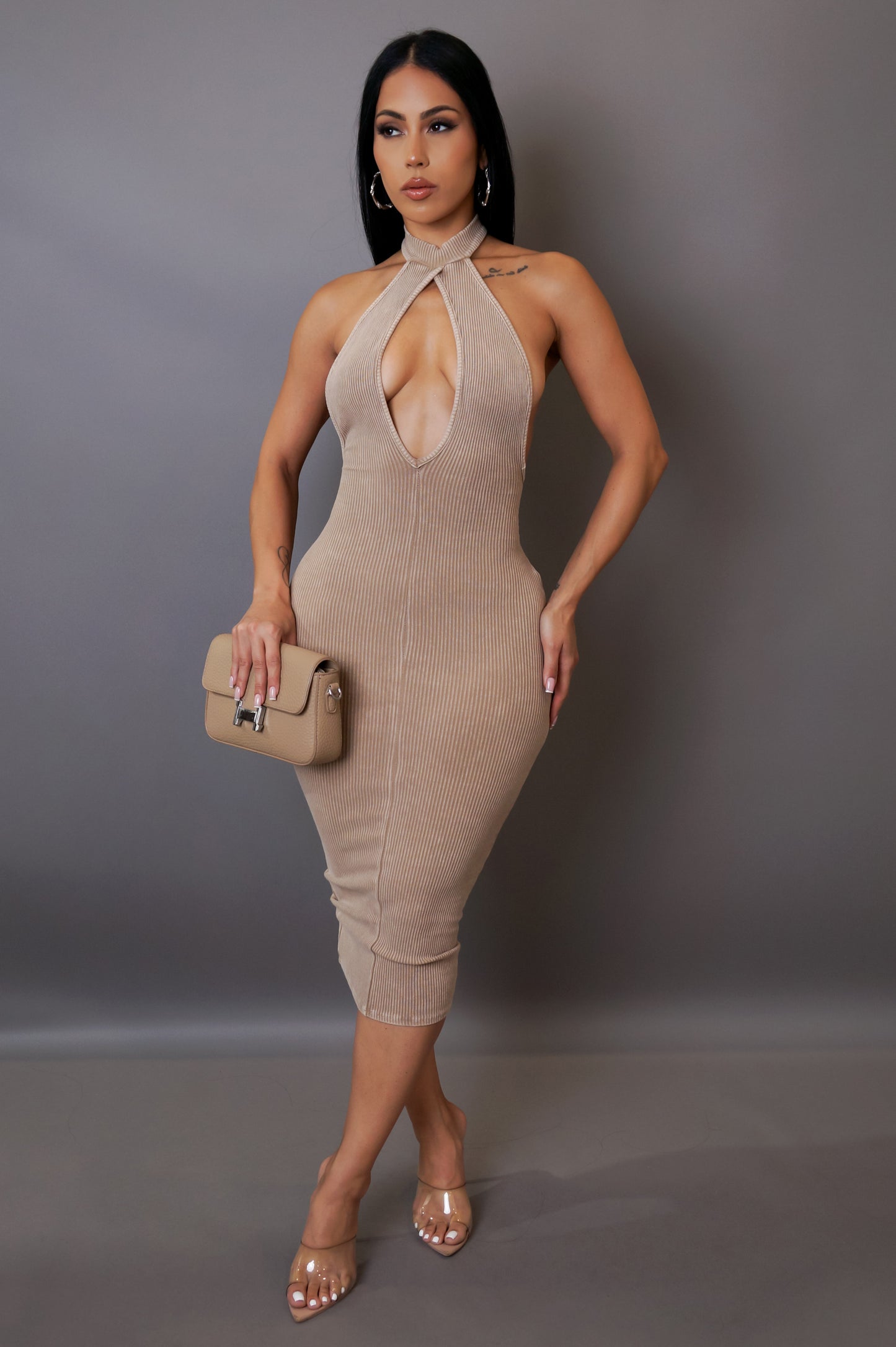 Can't Resist Midi Dress - Taupe