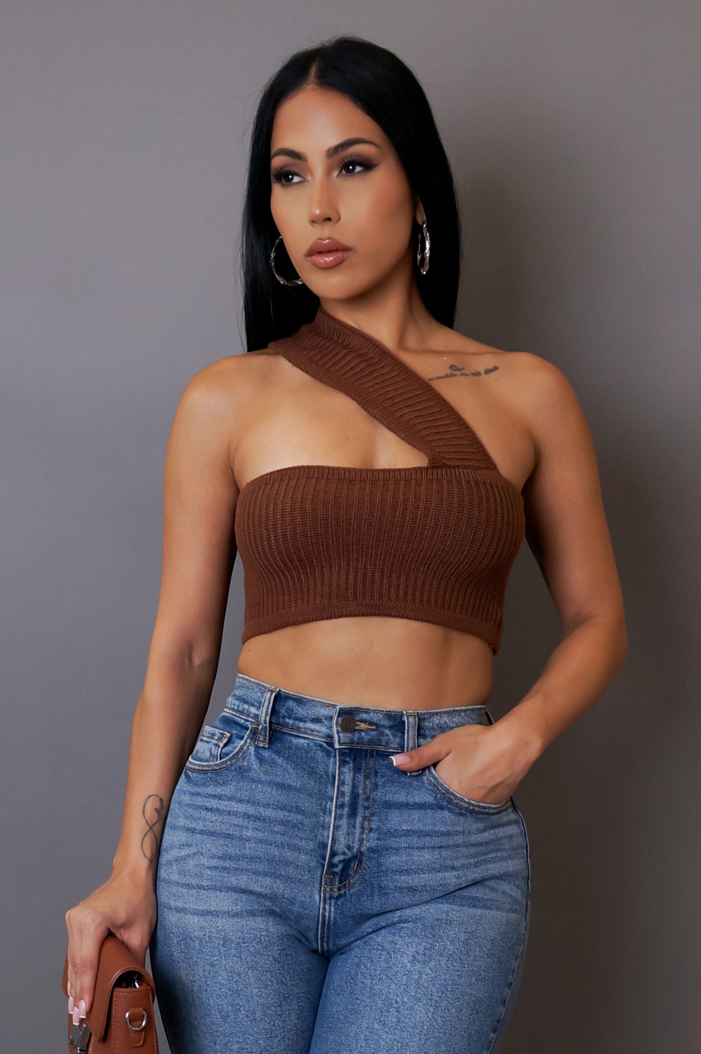 Just For Now Crop Top - Brown