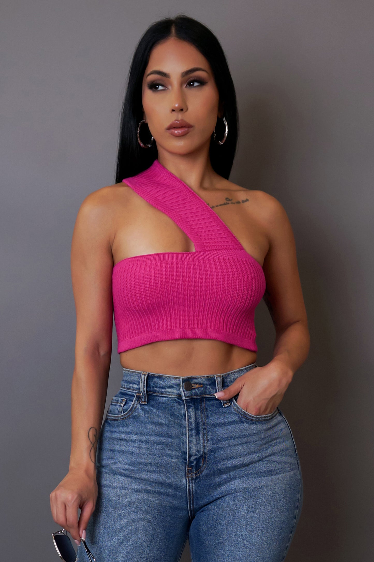 Just For Now Crop Top - Fuchsia