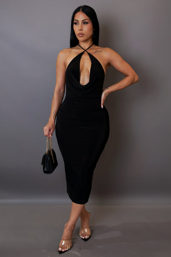 Forever A Diva Midi Dress - Black