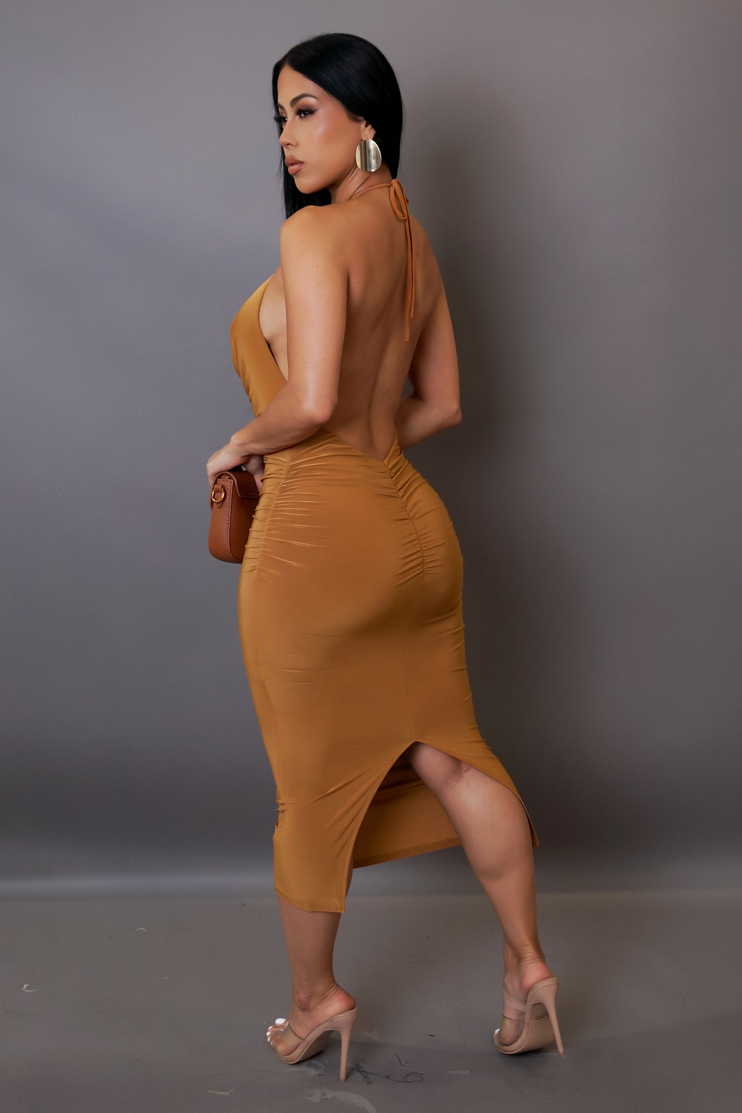 Forever A Diva Midi Dress - Caramel