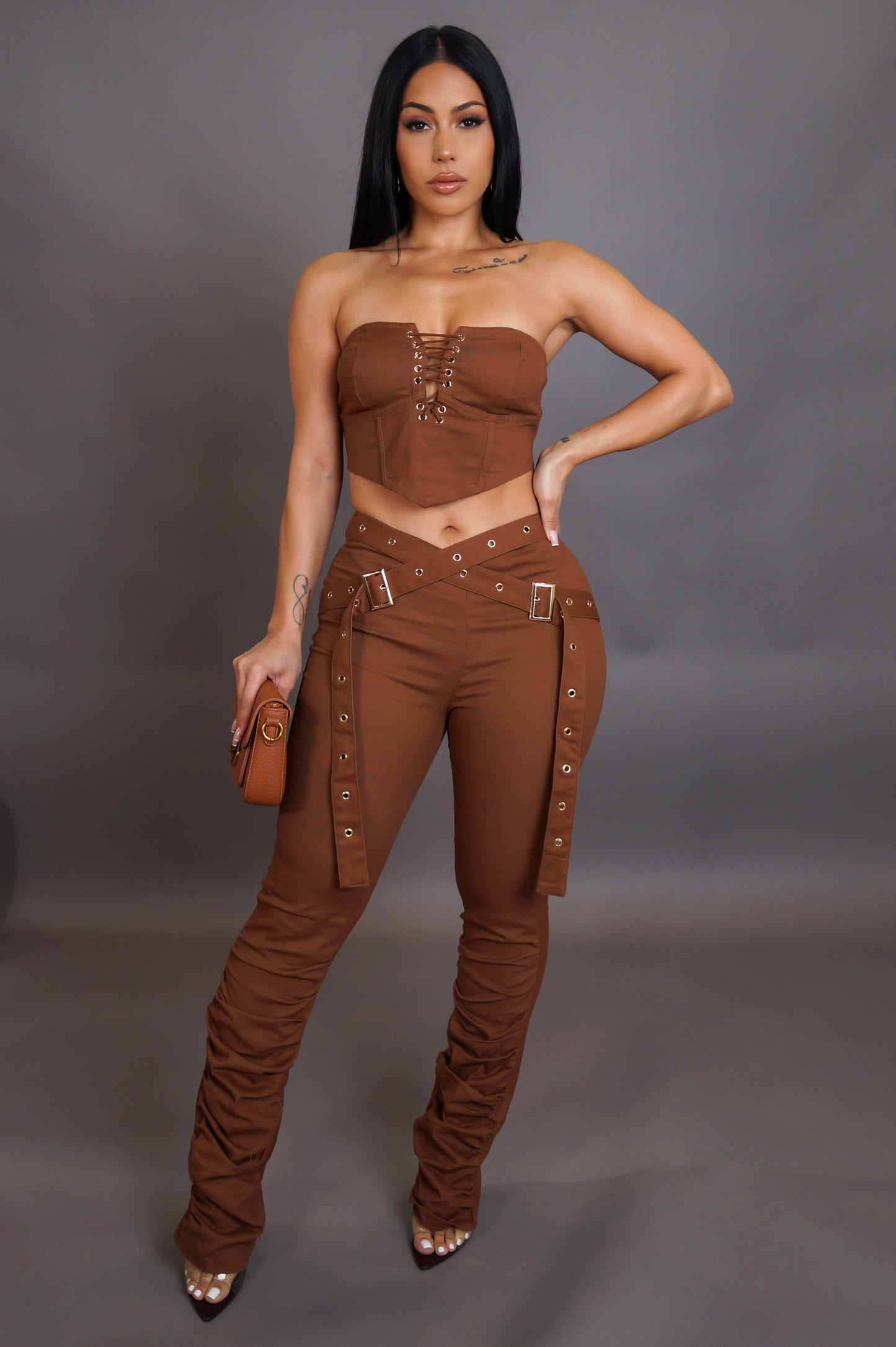 Save A Dance Pant Set - Brown