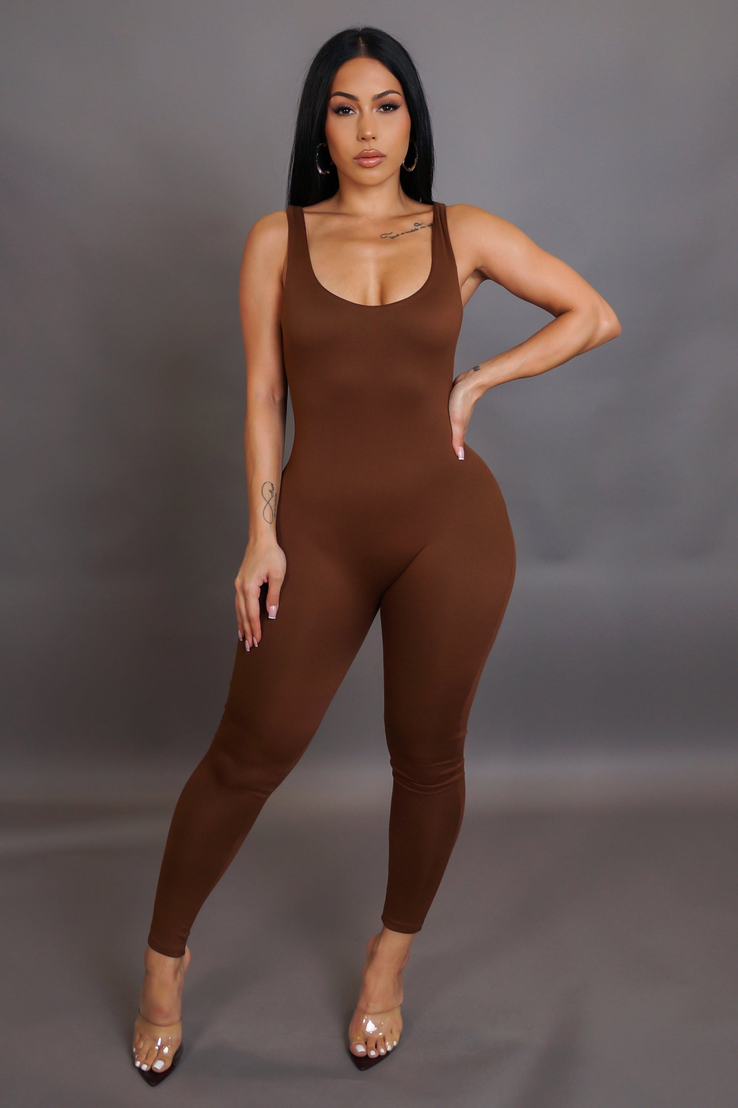 Catch You Later Jumpsuit - Brown