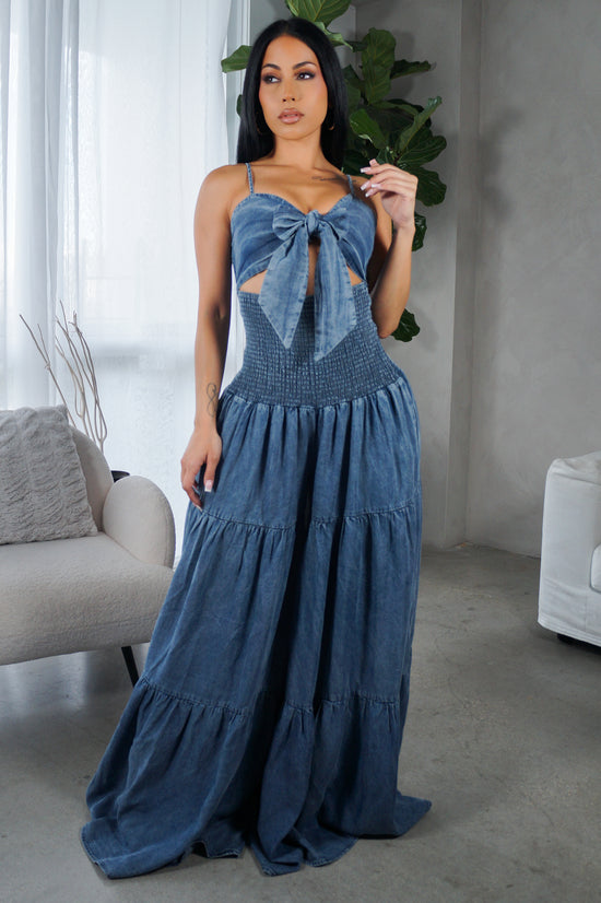 Breathless Moment Jumpsuit- Denim