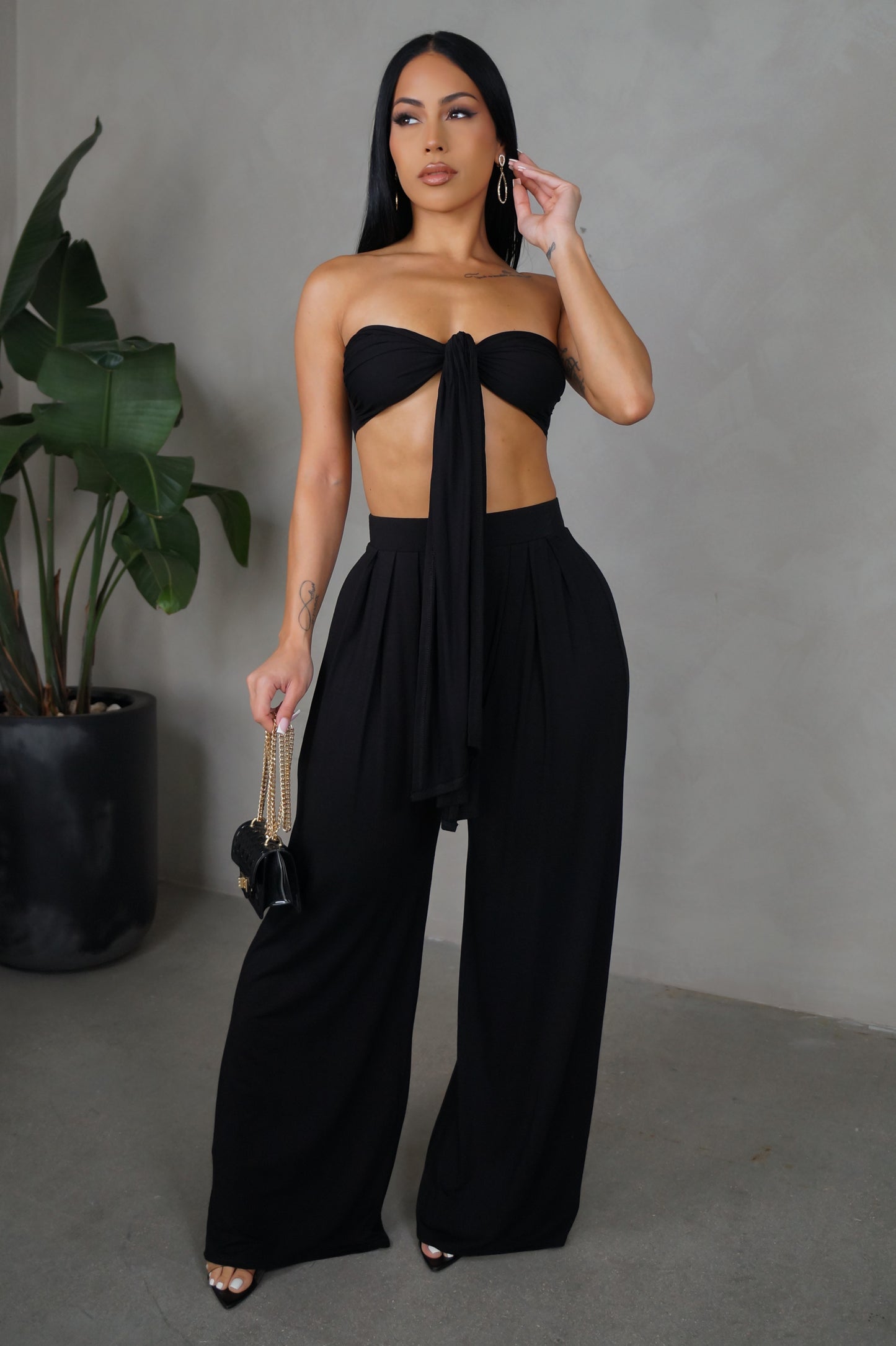 Leveling Up Two Piece Pant Set - Black