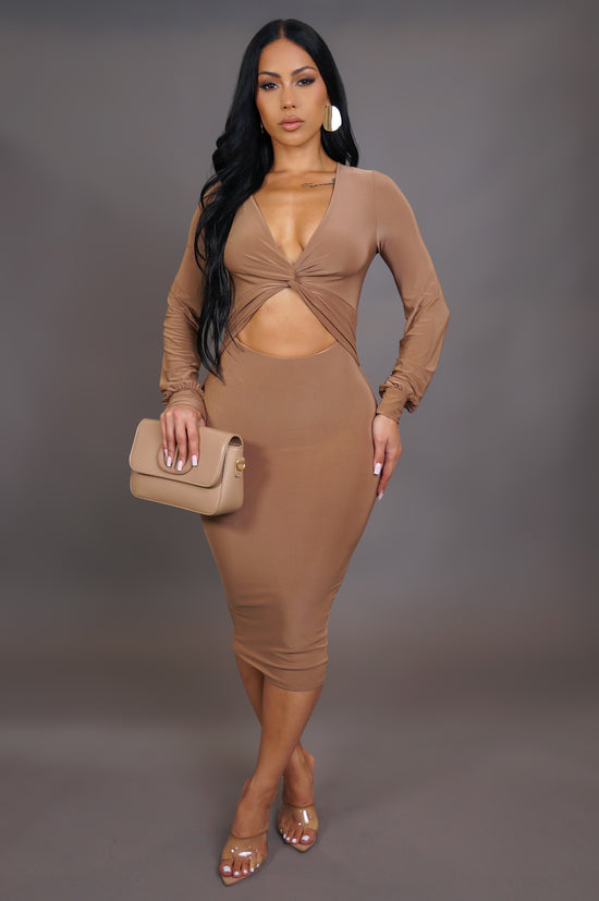 Always Sweet Midi Dress - Taupe