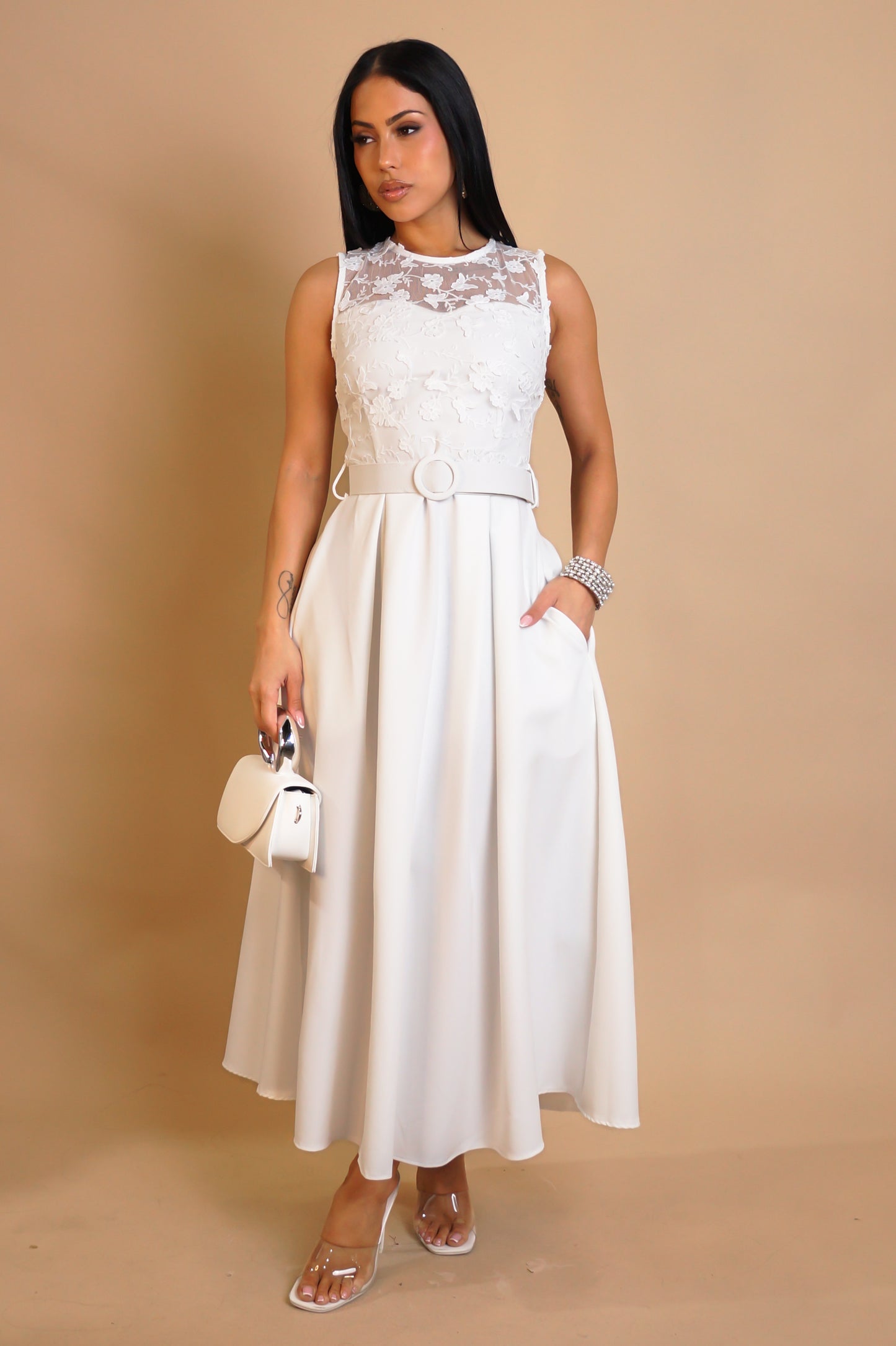 Keep It Polished Midi Dress - White