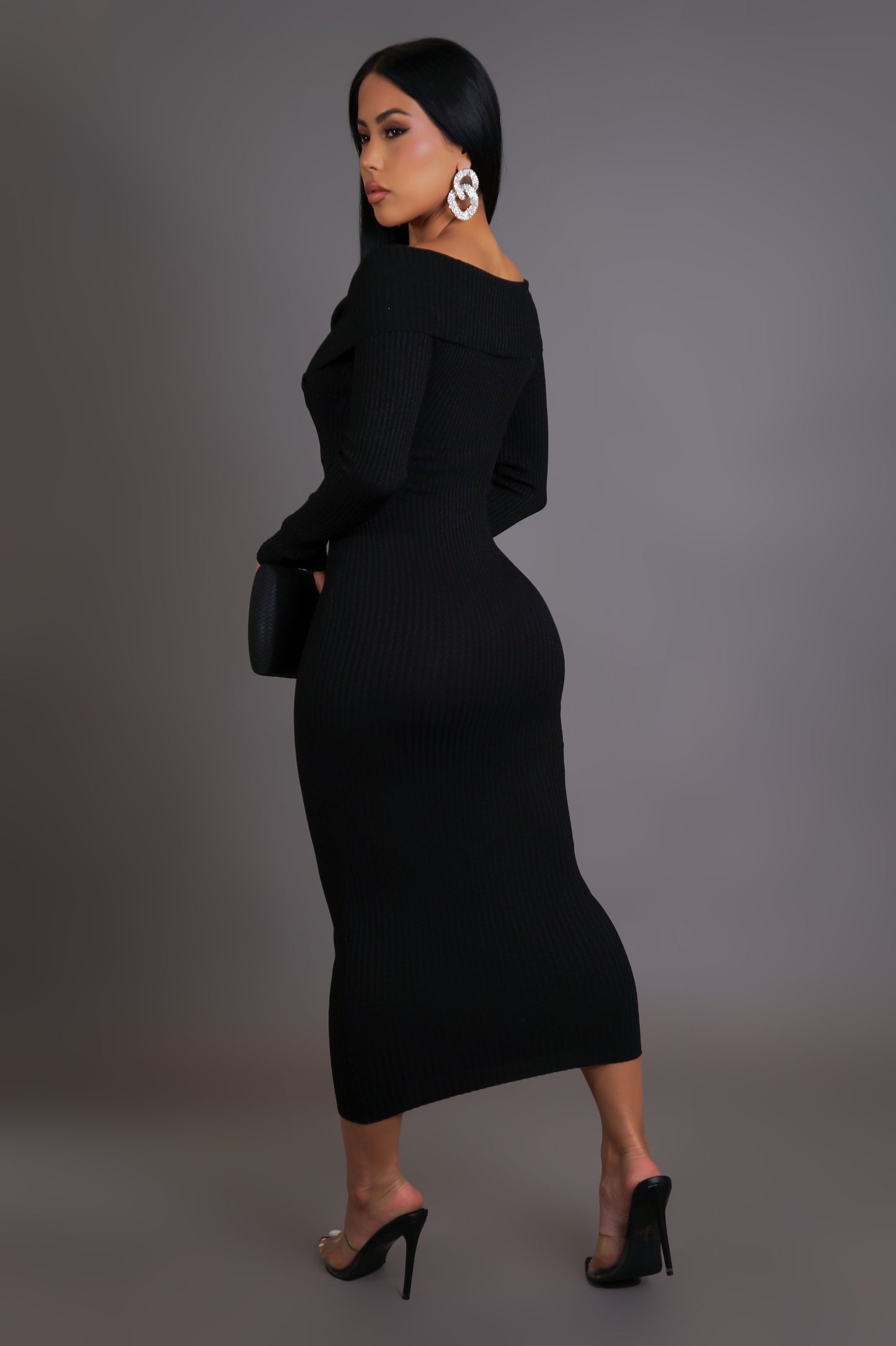 Luxe Look Midi Dress- Black