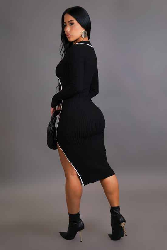 Way Back When Midi Dress - Black