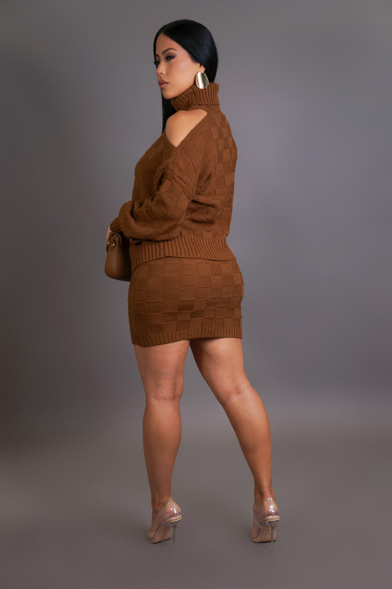 Come Closer Skirt Set - Brown