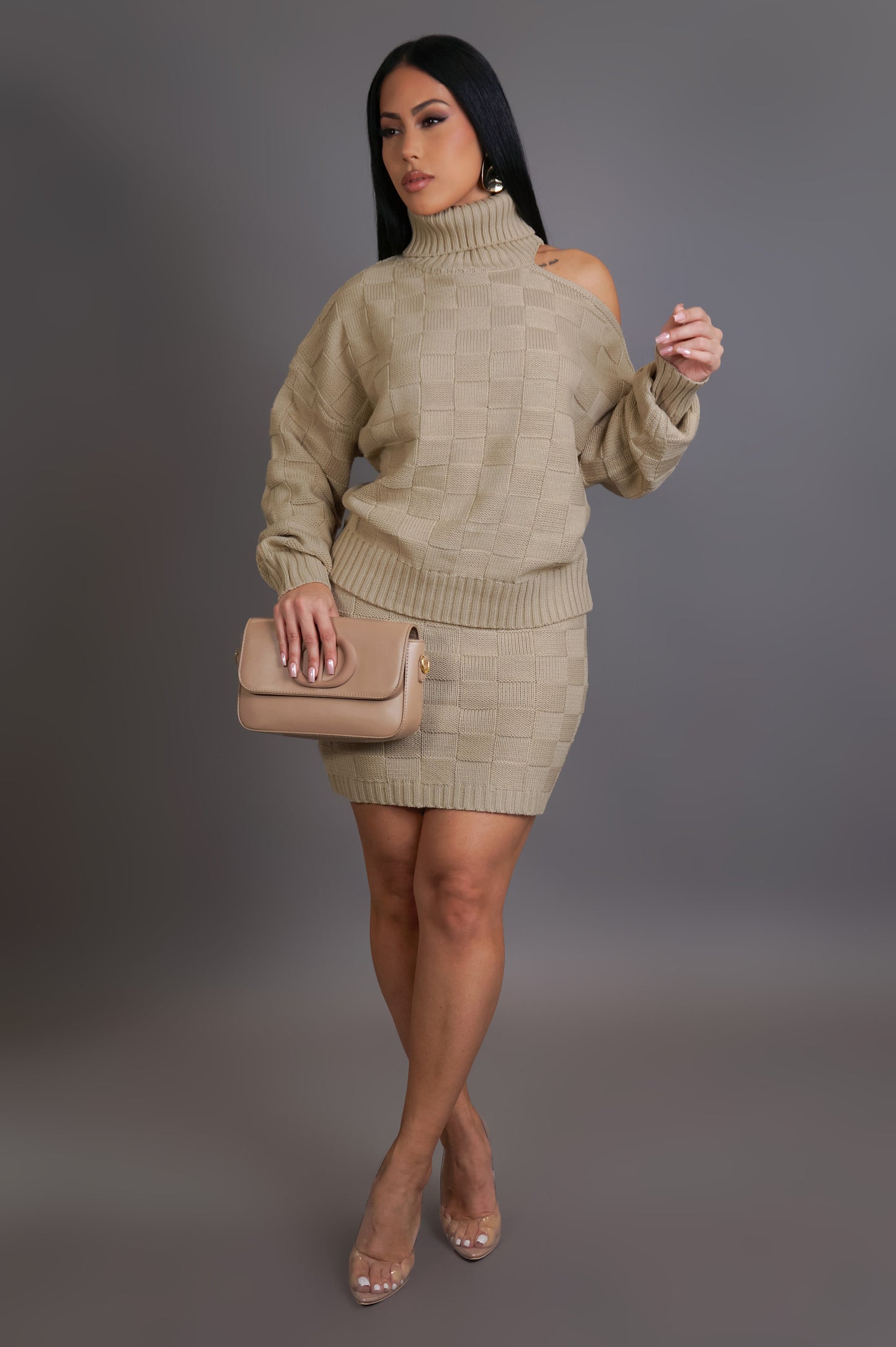 Come Closer Skirt Set - Beige